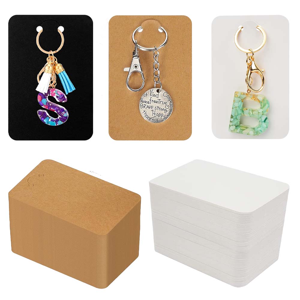 50 Uds. Llavero de 6x9cm, soporte para tarjetas de papel, cartón para llavero, soporte para joyería, embalaje, Material de suministros para pequeñas empresas