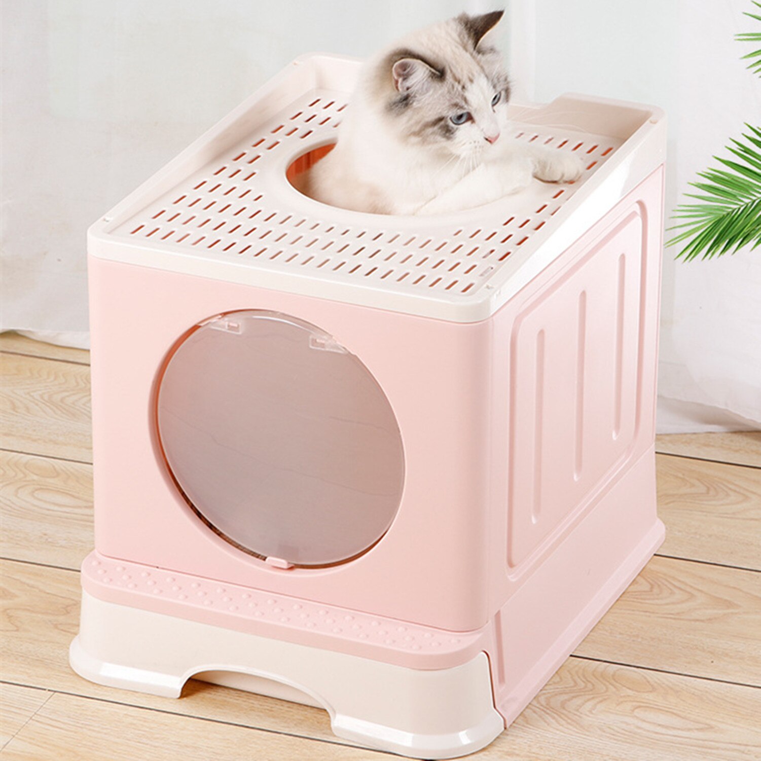 Litter Boxes for Large Cats Foldable Litter Box Comes with Shovel Tray Kitten Toilet Well Space Efficient