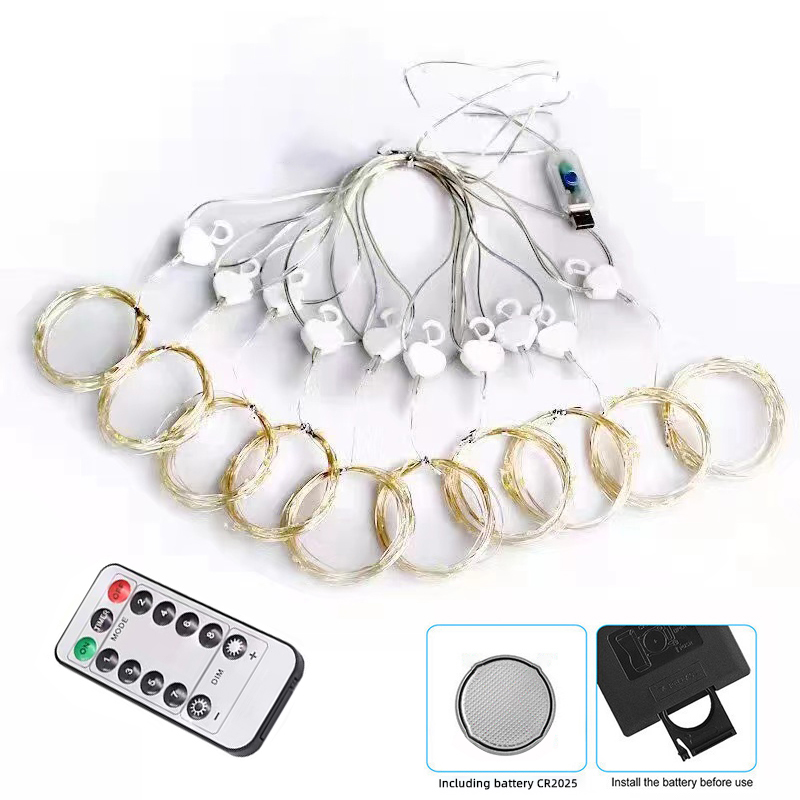 6M/3M Capodanno Luci Tende per finestre portato Fata Luce Di Natale Stringa Della stanza Alimentato A Batteria Ghirlanda Cascate Decorazioni