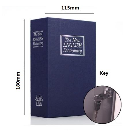 18cm*11.5cm*5.5cm engelske bogsafer ordbog pengeskabe sparebank simuleringsbøger stålkasser: Blå nøgle