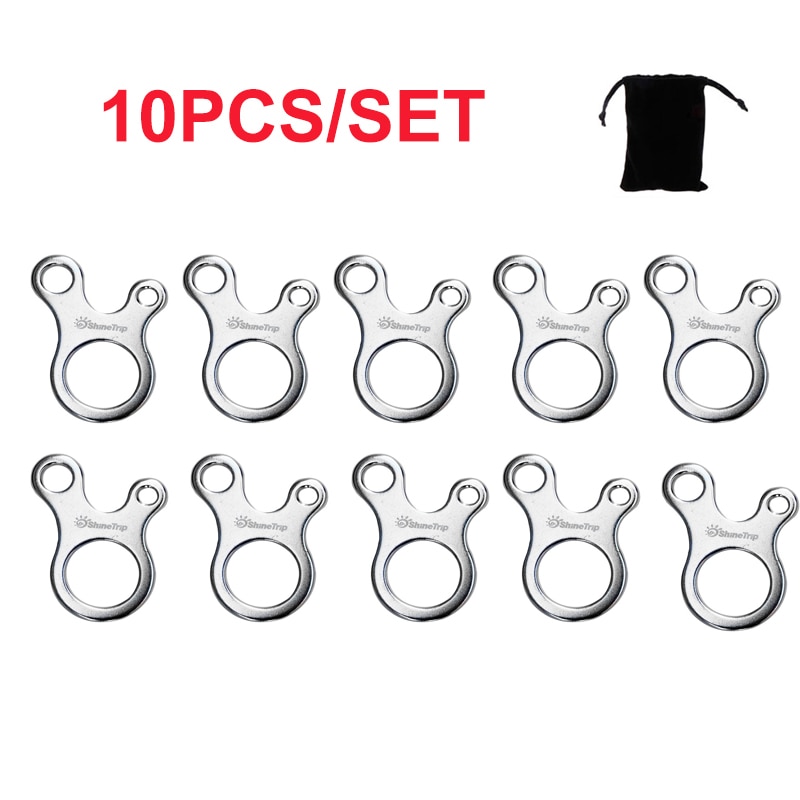 5/10 pcs/lot Tente de Camping En Plein Air Vent Corde Boucle 3 Trous En Alliage D&#39;aluminium Corde Tendeur Tente Corde Fixation Serrage Crochet: Silver10