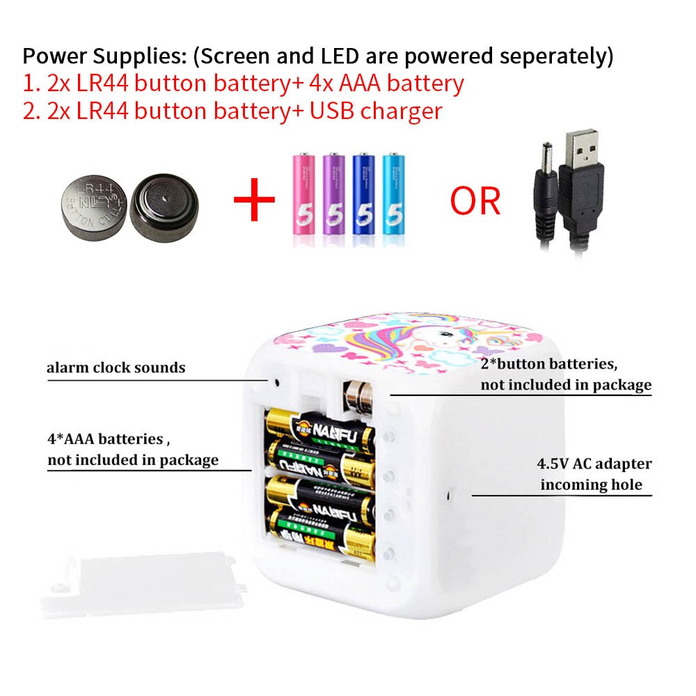 Unicorn Kids Alarm Clock 7 Colors LED Night light Wake Up Clock with Thermometer Snooze будильник Home Desk Decor Christmas