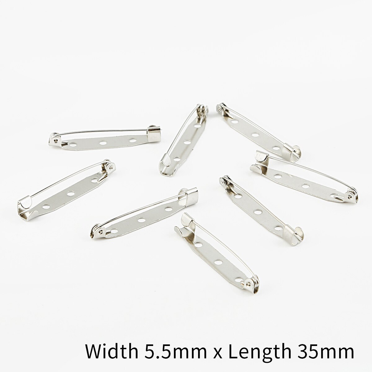 10pcs/lot 15 20 25 30 35 mm Brooch Clip Base Pins Safety Pins Brooch Settings Blank Base For DIY Jewelry Making Supplies: 5x35mm Rhodium