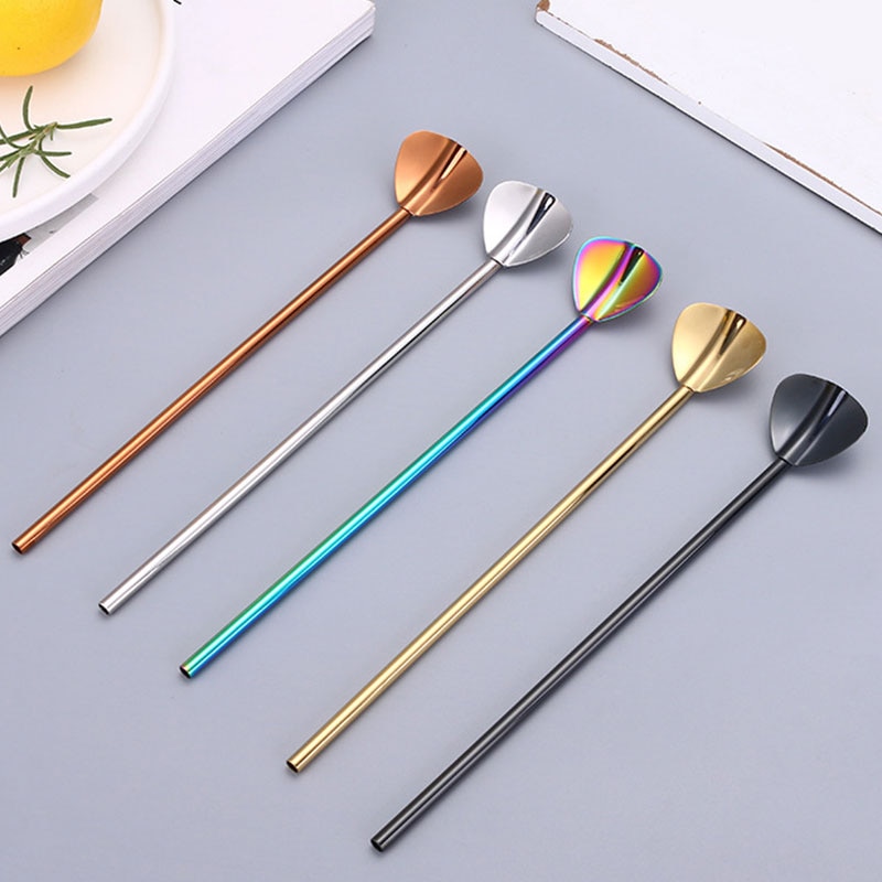 Cuillère à café en paille en acier inoxydable | Longue et créative pailles à boire écologiques offre des pailles en métal spéciales de