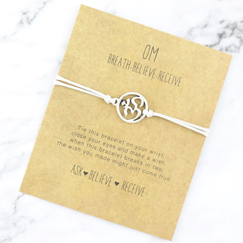 Healing Namaste Yoga Bracelets OM Charm Bracelets Lucky Buddha Yoga Jewellery for Women Men Hindu Symbol Lucky Bracelet: Grey