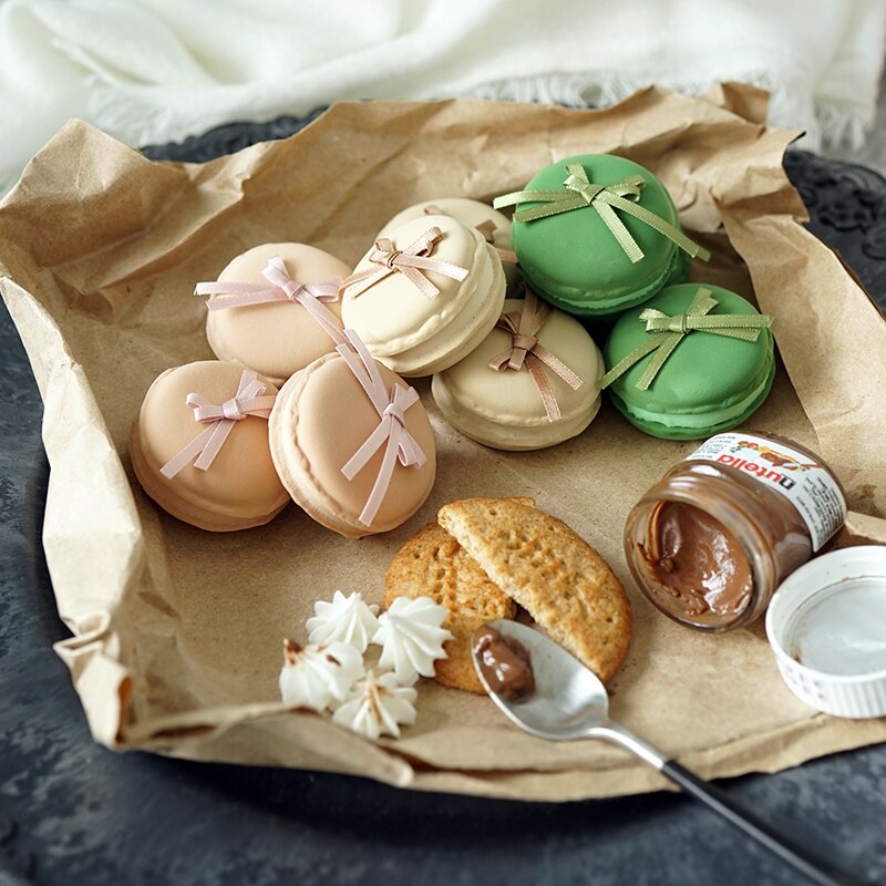 Simulation macaron kage sød pige hjerte dessert rekvisitter sløjfe macaron børneværelse bløde møbler romantisk bryllup decort yuyu