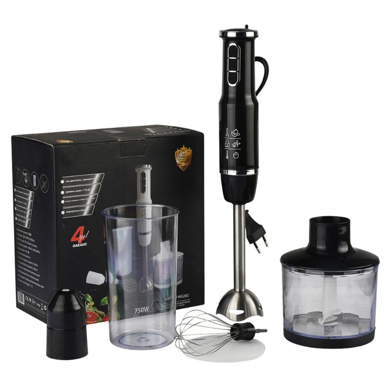 4 in 1 Multi-Purpose Immersion Blender 3-Speed Hand Blender with Leaf Stainless