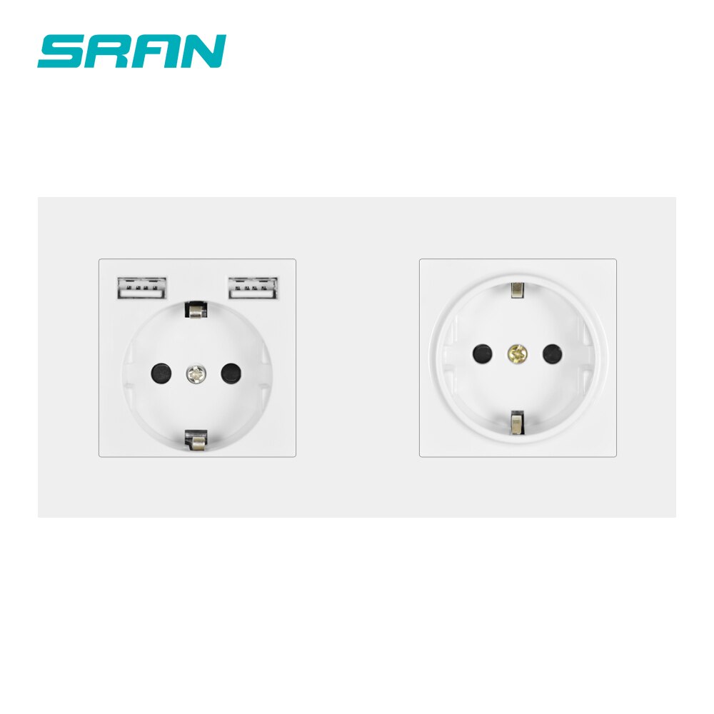 Sran væg 3 ramme strømstik eu jordet el stik, stik med usb pc panel 258mm*86mm hvid/sort/guld