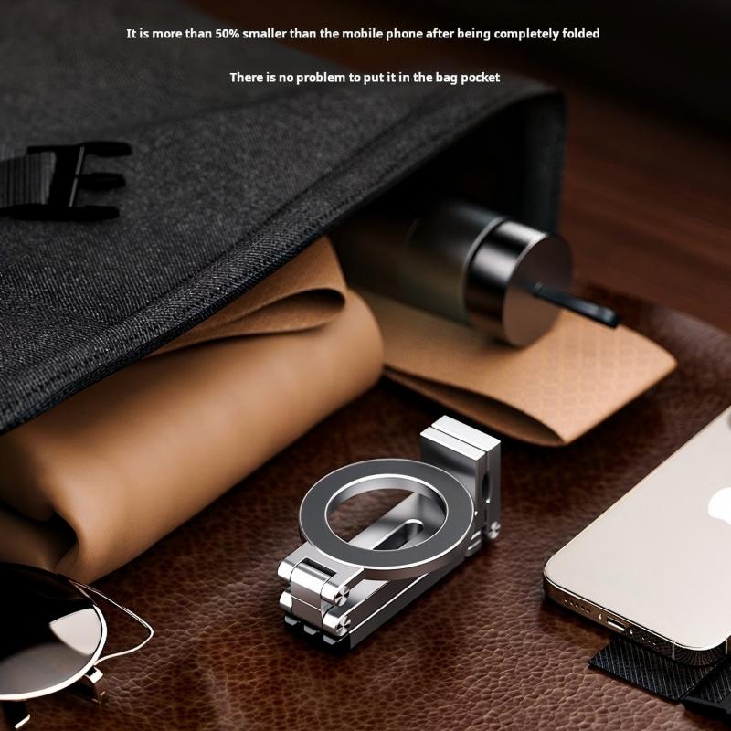 Mini Tripod Foldable Magnetic Phone Holder, Portable Travel Stand Tripod for IPhone & Android, Suitable for Desk/Plane/Train