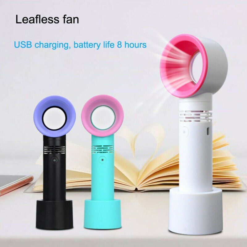 3 Speeds Fanless Cooling Mini Fan Personal USB Bladeless Fan Portable Hand Held Cooler Outdoor Office