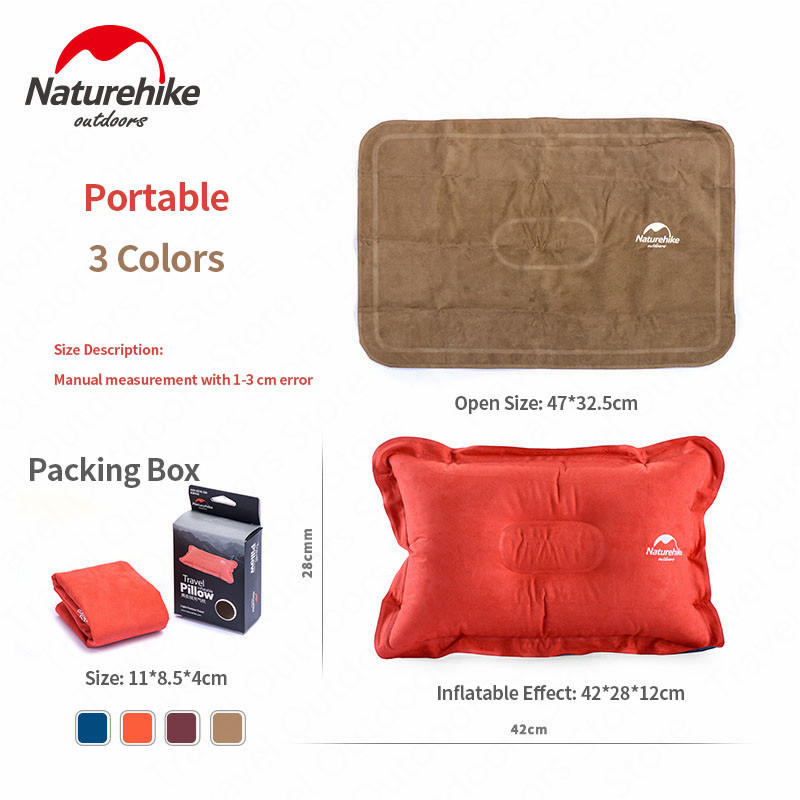 Naturehike Outdoor Camping Inflatable Folding Pillow Portable Suede Travel Pillow NH15A001-L