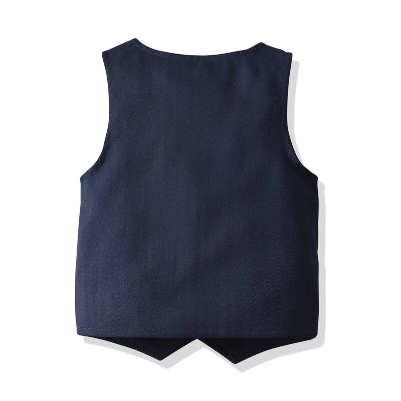 Azul escuro crianças colete calças 2 pçs/set meninos roupas formais cavalheirismo terno festa de aniversário traje calças qualidade superior roupas