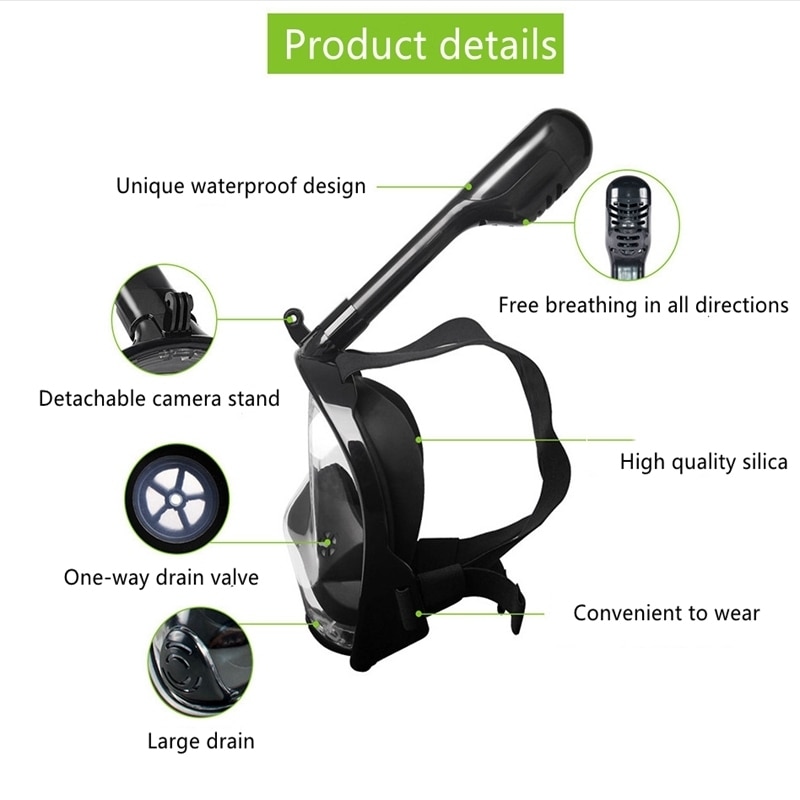 Diving Mask Scuba Snorkeling Full Face Anti-Fog Goggles Glasses Silicone for Diving Swimming Spearfishing Water Sports Men Child