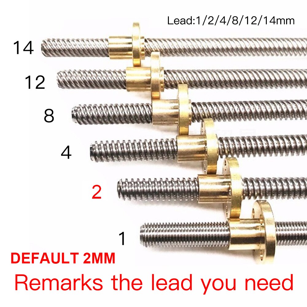 T8 Lead Screw Leadscrew With Copper Nut 3D Printer Parts Linear Screw Trapezoidal Screw Rod Slide Screw