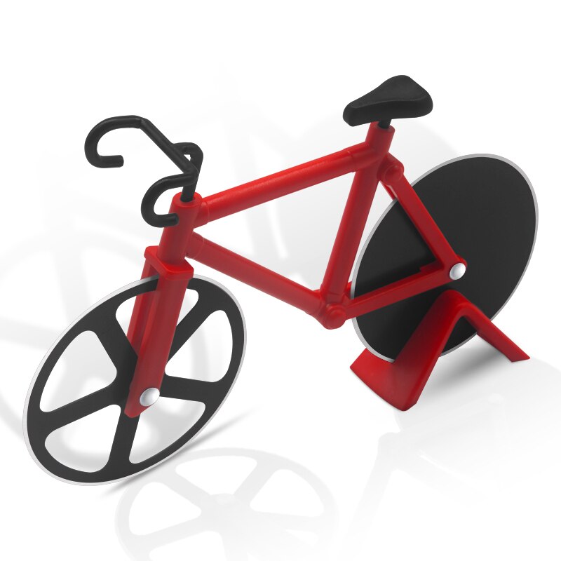 Bicycle Pizza Cutter Wheel Stainless Steel Plastic Bike Roller Pizza Cutting Wheels Chopper Kitchen Gadget Baking Accessories: Red