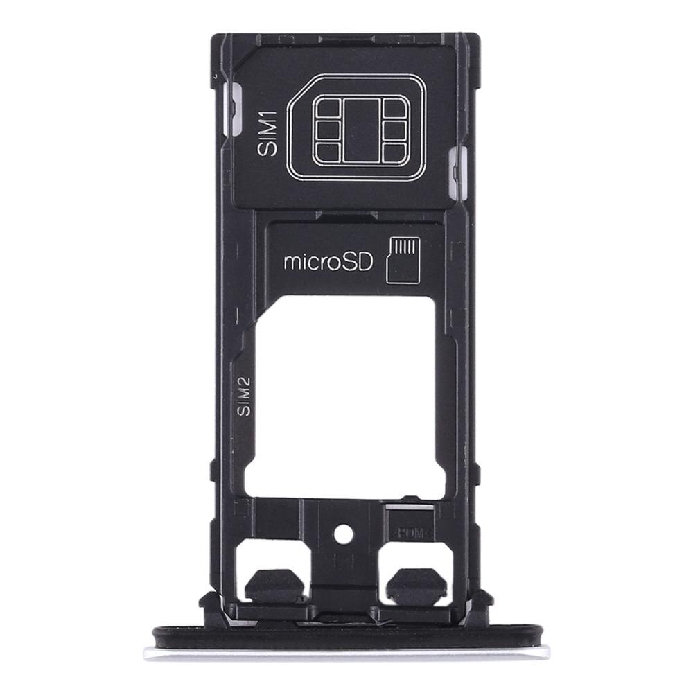 2 SIM Card Tray + Micro SD Card Tray Holder Replacement for Sony Xperia XZ2 Compact Phone Spare Parts: Silver