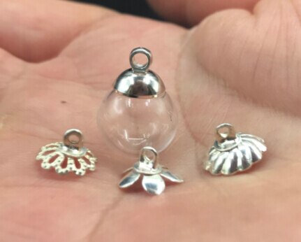 5 stk. 10mm mini runde kugleglaskugler med perler hættefund diy diakflaske hætteglas vedhæng halskæde glasdæksel dome tilbehør: Bland hætten