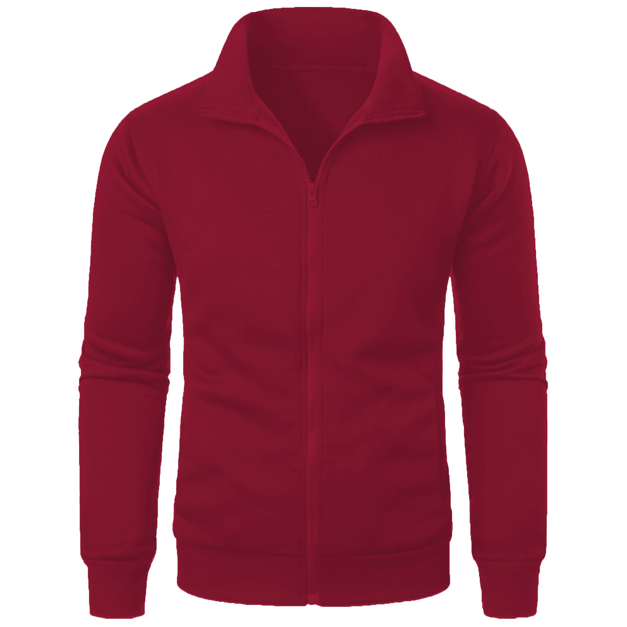 Casual sportjas voor heren met rits, opstaande kraag en capuchon, effen vest voor heren: S / Bordeaux