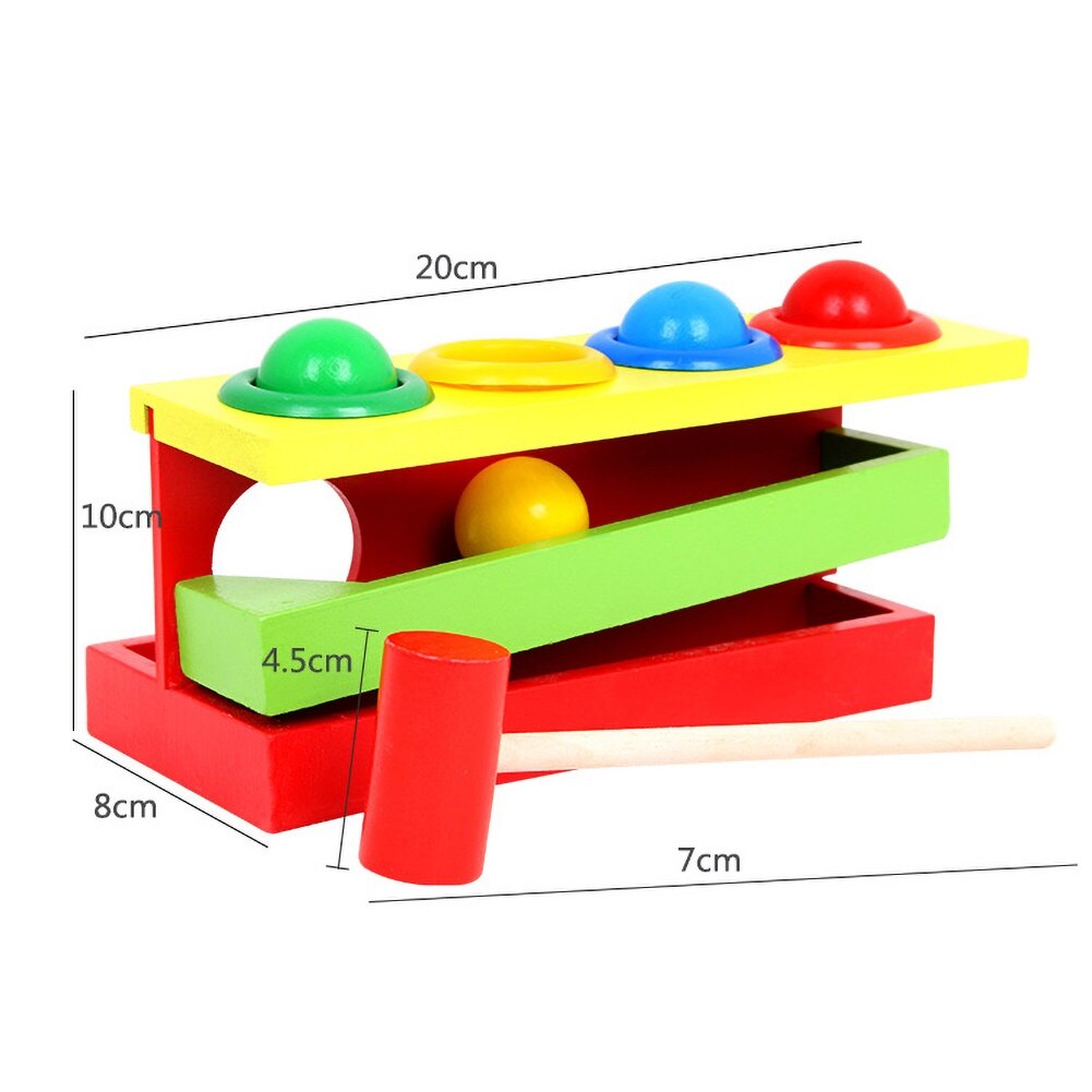 Wooden Matching Color Piling Hand Hammering Ball Box Toy Parent-child Interactive Toys Early Learning Educational Baby Toys