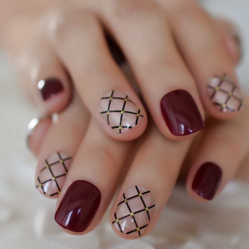 Sexet leopardprint brun abs nail art korte runde kunstige negle mousserende mønster falske negle 24 stk: L5079