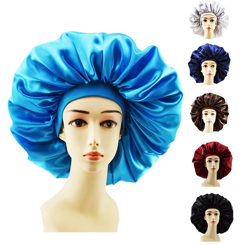 Pañuelo de satén para la cabeza para mujer, gorro elástico para dormir de noche, gorro para el cuidado del cabello, gorro de belleza, banda elástica para la cabeza, 1 unidad