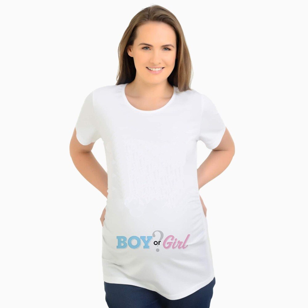 Grappige Zwangerschap T-shirts Jongen Of Meisje Letters Print Moederschap Tops Wit Korte Mouw Tees Voor Zwangere Vrouwen Moederschap T Shirts