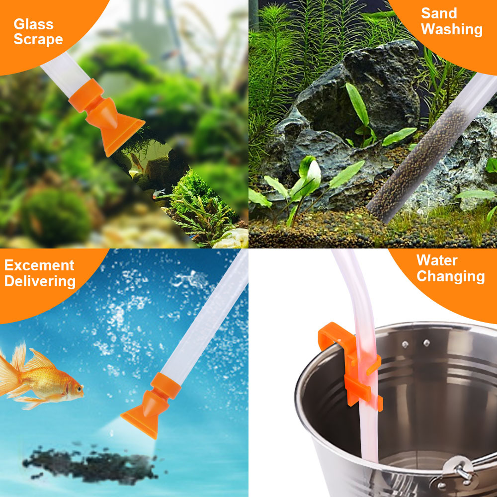 Aquarium Siphon Tube Fish Tank Cleaner Vacuum Pump Gravel Cleaner Sand Trap Filter changer Water Exchange Tool Suction Pipe Tube