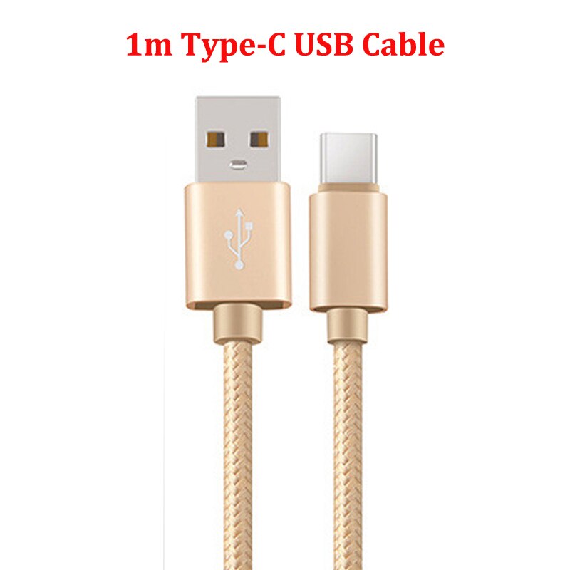 Cargador de coche QC 3,0 de carga rápida, Cable trenzado tipo C para Huawei Honor 30 20 9X Pro Samsung Galaxy S20 S10 S9 A51 A71 A50 A70: Gold Type-c Cable