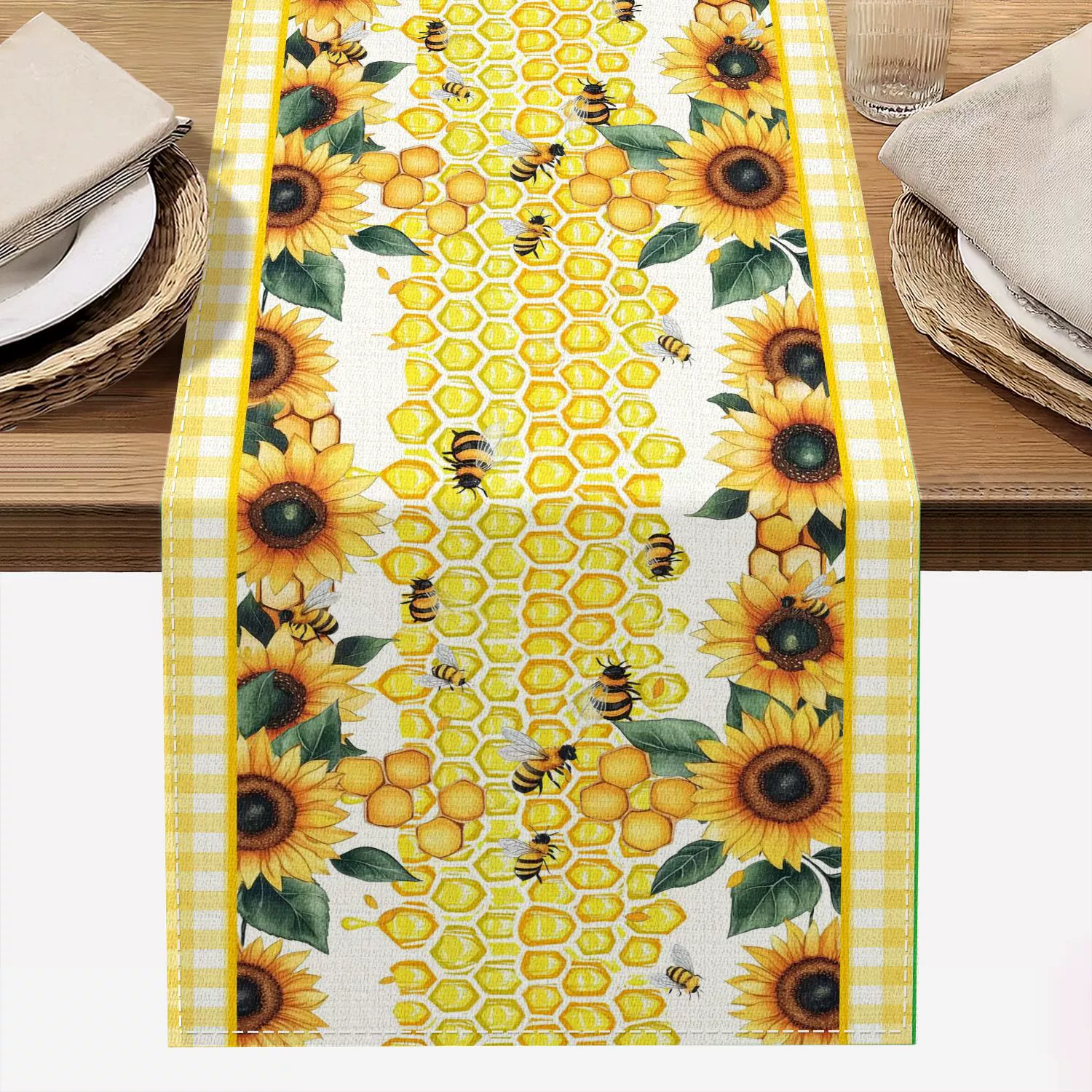 Fall Sunflower Table Runner 13x72 Inch Seasonal Autumn Farmhouse Table Runners for Dinning Kitchen Party Table Decoration: black