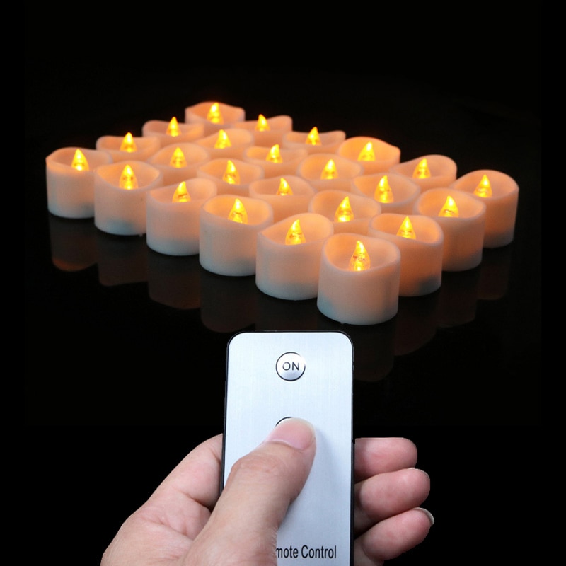 12PCS Flameless LED Tea Lights Battery Operated with Remote Control Realistic Flickering Electric Candles