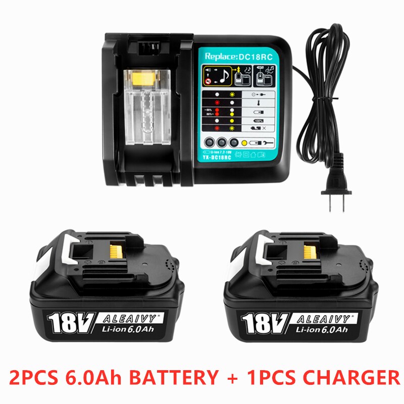 Makita 18V 6.0Ah Rechargeable Li-ion battery For Makita power tool 18 v Batteries BL1840 BL1850 BL1830 BL1860B LXT 400 + Charger