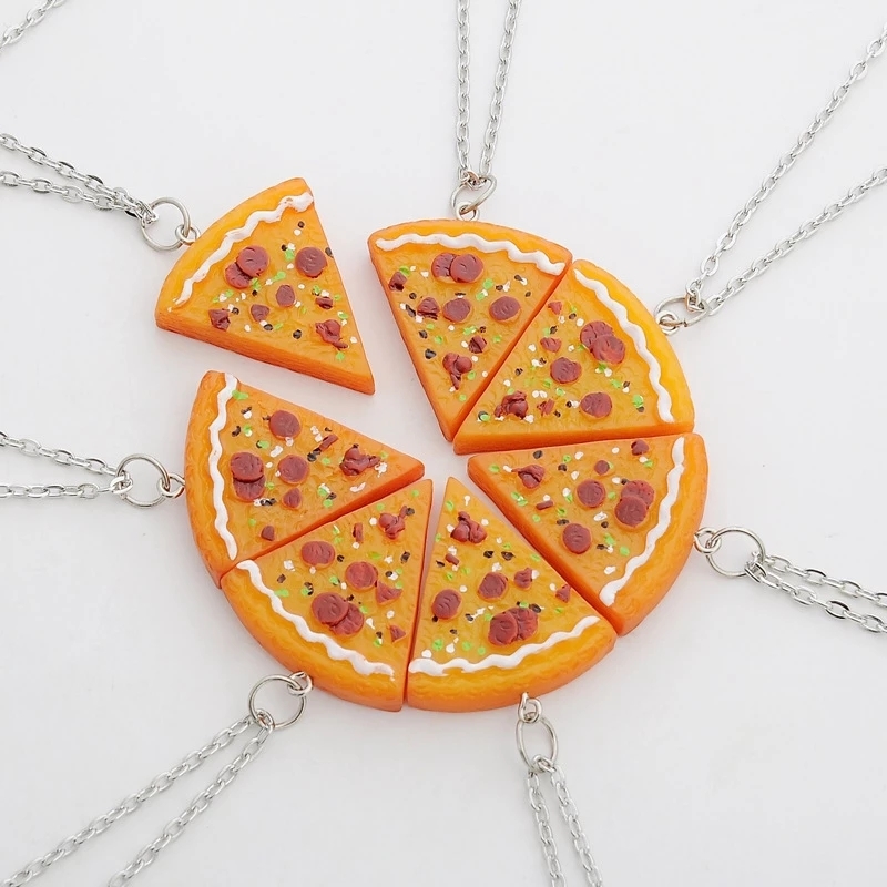 Mini Pizza BFF collier pour enfants dessin animé mignon 3D Pizza pendentif amitié collier breloques bijoux à bricoler soi-même accessoires: Placage pistolet