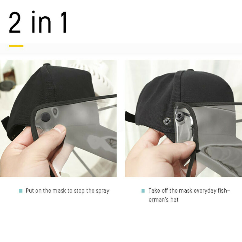 2 in 1 Work Face Protection Cap with Clear cover Anti Fog Dust Splash-proof Safety Hat Solid Color Tennis Caps