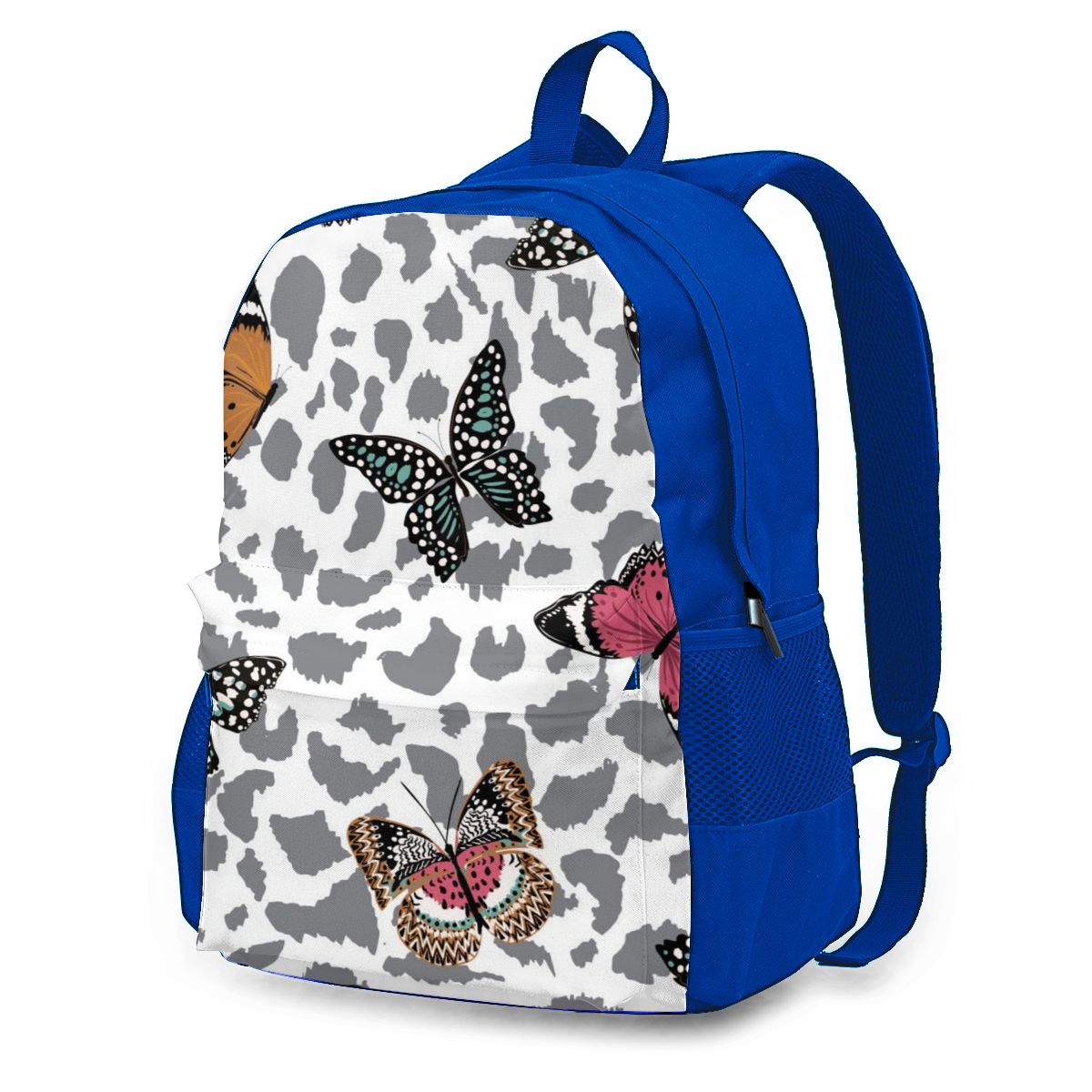 Vlinders Vliegen Op Animal Leopard Skin Rugzak Schoudertas Casual Vrouwen Rugzak Tienermeisje Schooltas Rugzak: Blauw