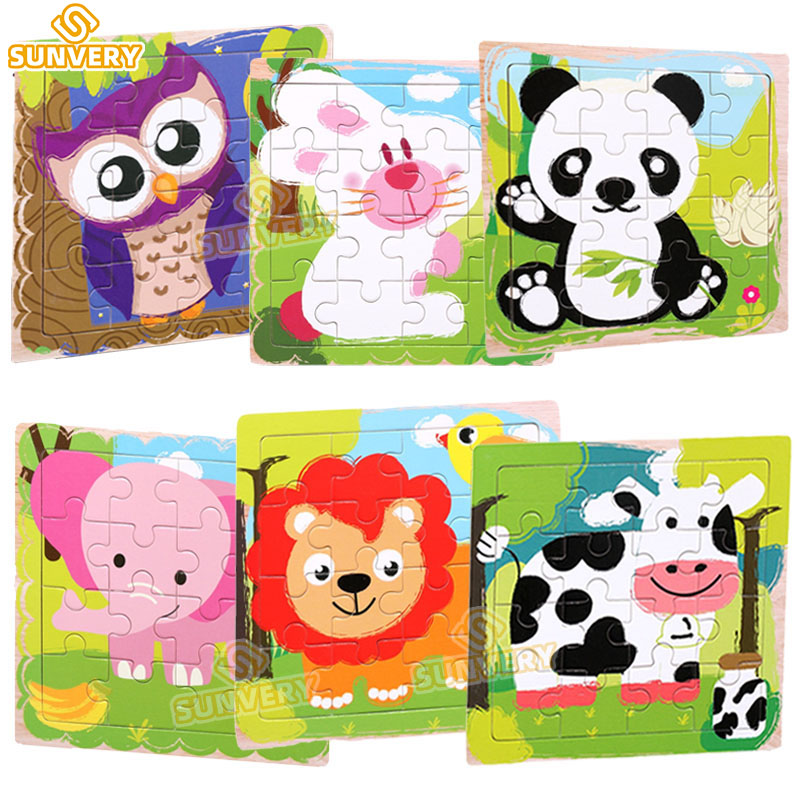 Rompecabezas de madera para niños de 2, 3, 4 y 5 años, juguetes para niños, juego de juguetes educativos para preescolar, rompecabezas de animales para niños y niñas, 9/16: Verde claro