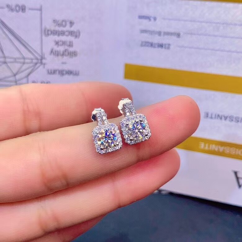 neue moissanite ohrringe frauen silber stud ohrringe 925 sterling silber shiny edelstein besser als diamant GRA zertifikat