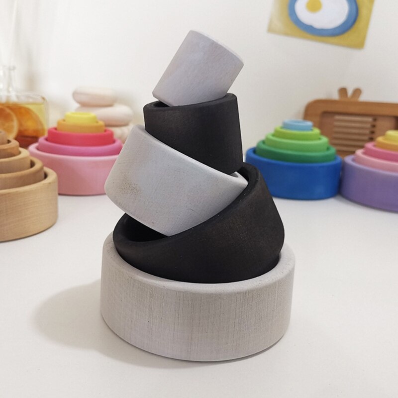 5 Pz/impostato per Bambini Impilabile Gioco di Apprendimento Blocchi di Costruzione bambino di Legno che impila Giocattoli per Bambini Creativi Educativi Regali