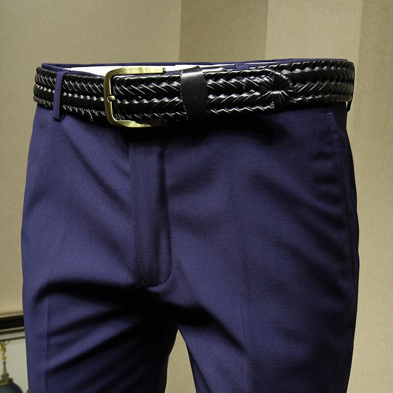 Heren dress broek diepe blauw pak broek formele broek voor mannen mannen kantoor broek slanke jurk broek voor mannen heren jurk past plus 36