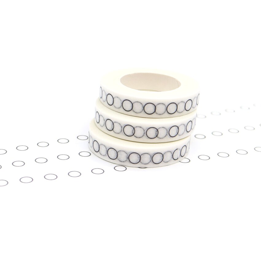 1 PCS Black Circle Washi Tape High Sticky Masking Tape Office Supply Hand Tear Adhesive Paper Tape DIY Book Diary
