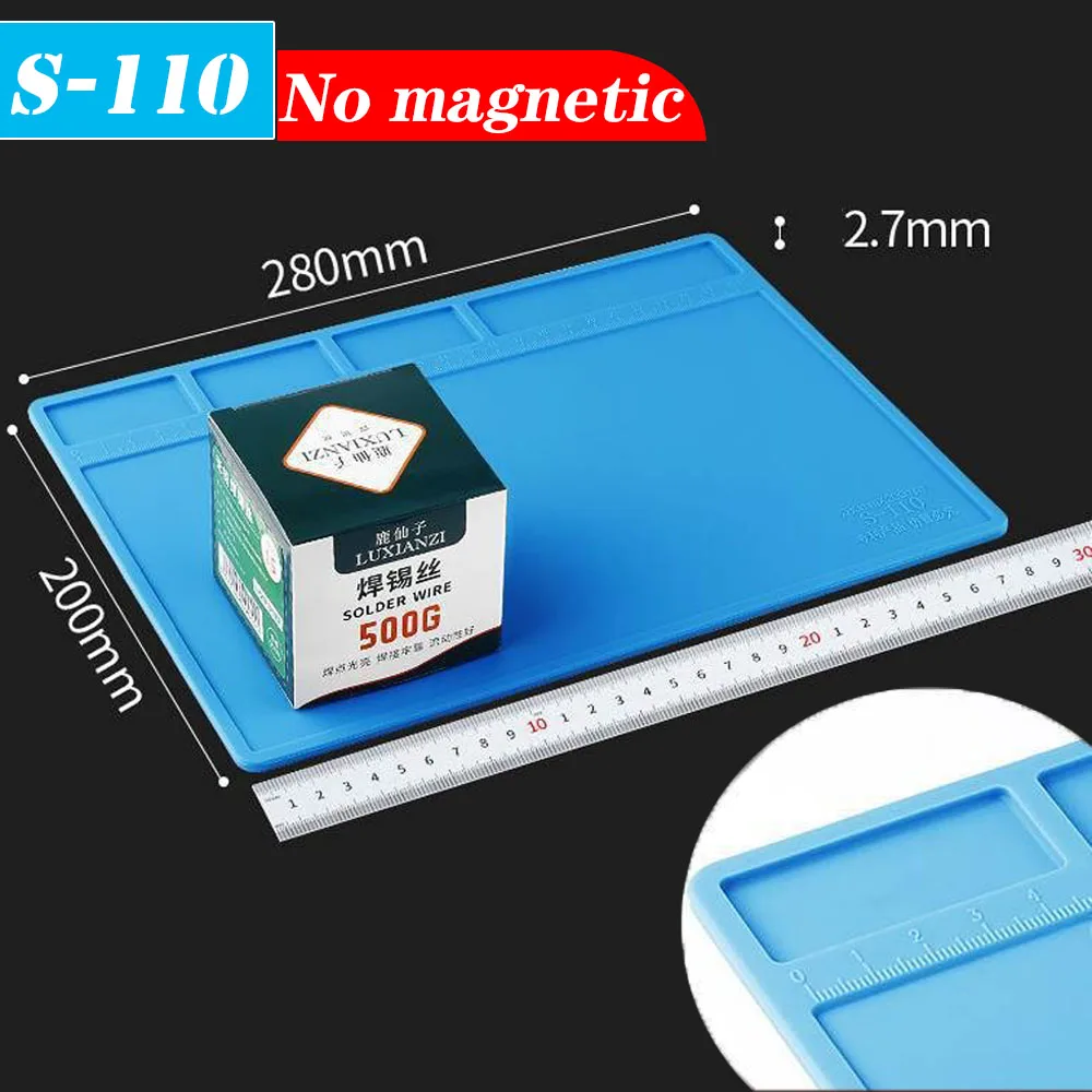 500℃ Heat-Resistant Soldering Station Silicon Mat Work Pad Desk Platform Welding Station for Electronic BGA Soldering Station: GRAY