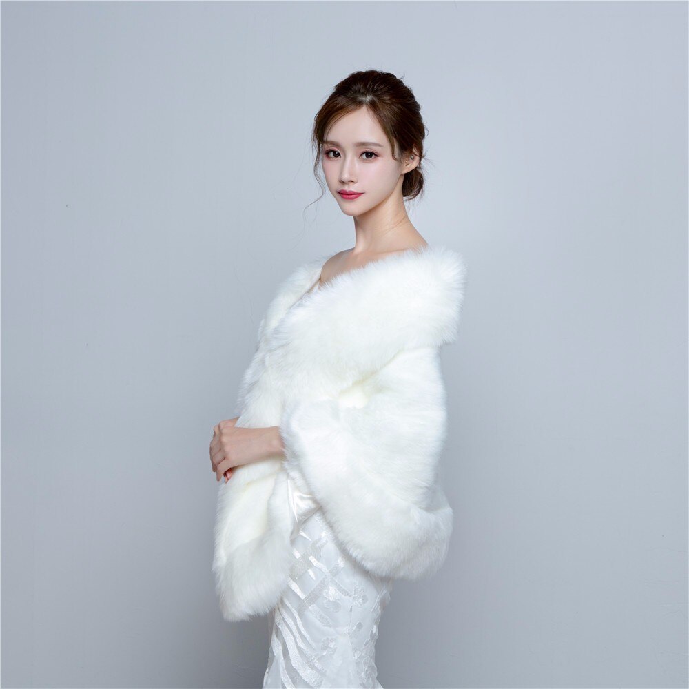mariage boléro veste femmes fausse fourrure manteau ivoire hiver vestes mariée manteaux et enveloppes châle pour les mariées