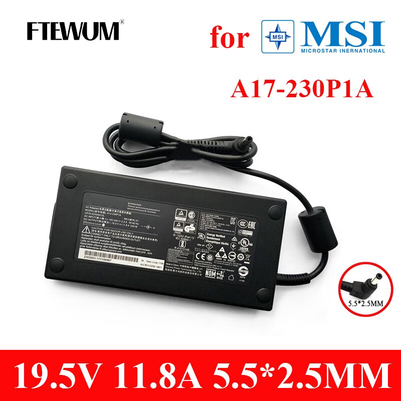 Original Laptop Adapter 19,5 V 11,8 A 5,5*2,5mm 230 W Ladegerät Für MSI A12-230P1A A17-230P1A A230A012L GS65 GS75 STEALTH-248 P65