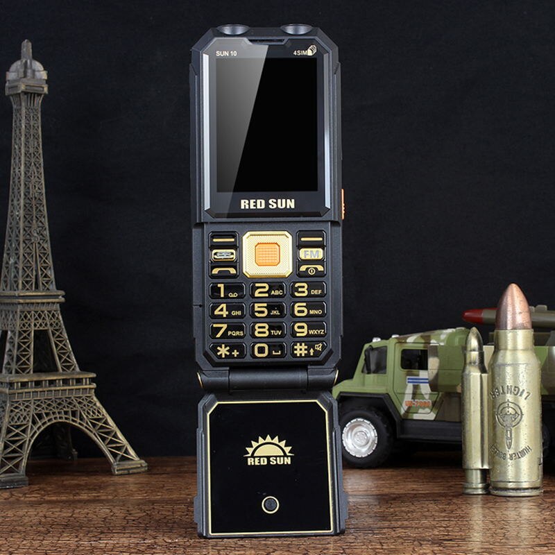 H10 oplaadpo-functie multimedia grote batterij zaklamp omkeren seniele vier kaart versterkte antenne mobiele telefoon: Russische sleutel 8g kaart / Zwart