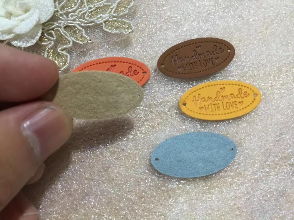 English Handmade PU leather labels for Handicraft Sewing label 50 pcs/lot/ hand made label /handmade leather label
