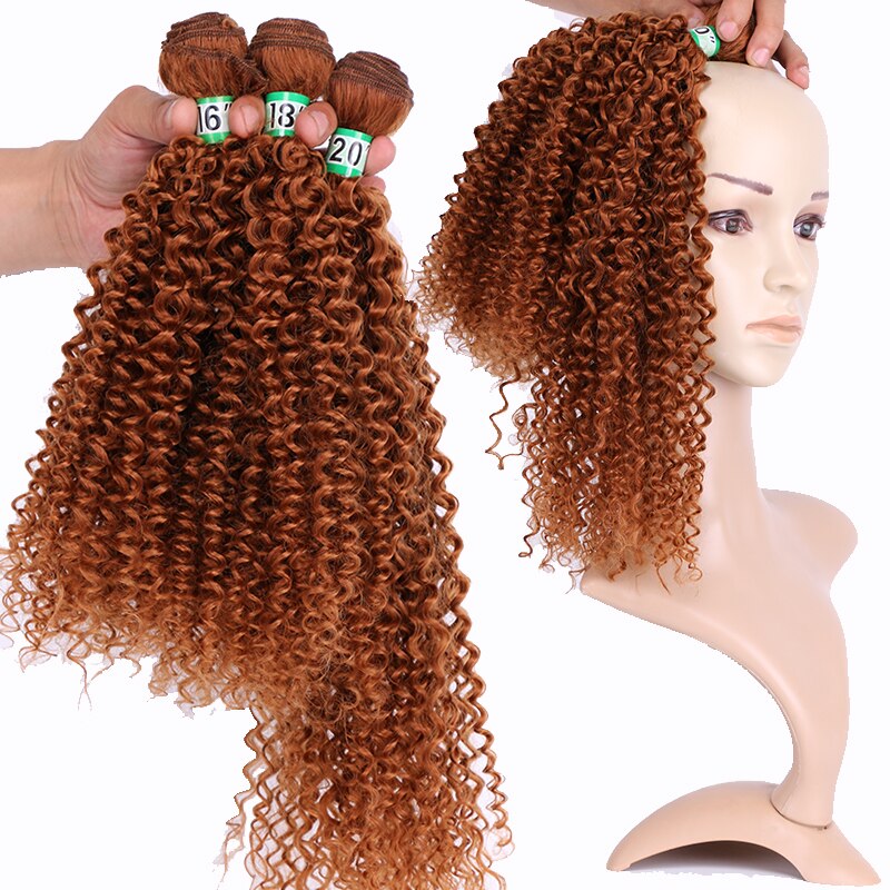 Extensiones de pelo rizado mechones de pelo sintético degradado, 3 unidades, un paquete, para cabello de una cabeza, tejido de sueño, hielo