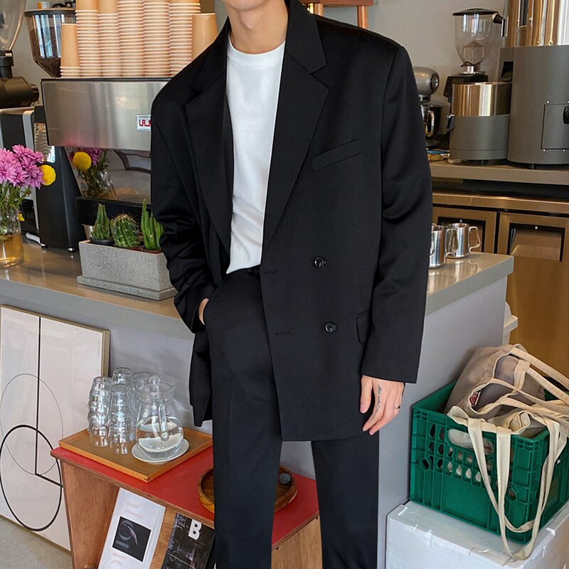 saferido Oversized High Grade Blazers Men Trendy Leisure Loose Suit Jackets Male Daily Simple Streetwear All-match Korean Suit-tops