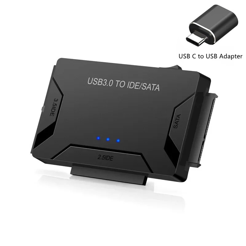 USB 3.0 zu SATA IDE Festplattenadapter Konverterkabel für 3,5 2,5 Zoll HDD/SSD CD DVD Rom CD-RW 3 in 1 IDE SATA Kabeladapter: Schwarz