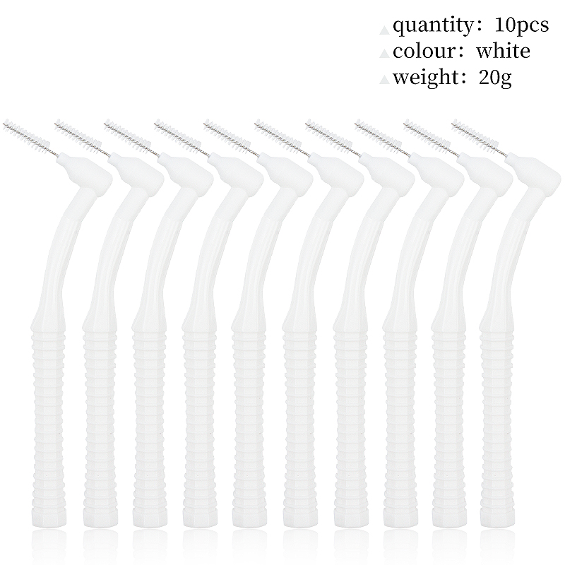 10 Pcs Orthodontic Toothpick Teeth Whitening Tooth Pick ToothBrush Oral Hygiene Care Tools L Shape Push-Pull Interdental Brush: WHITE