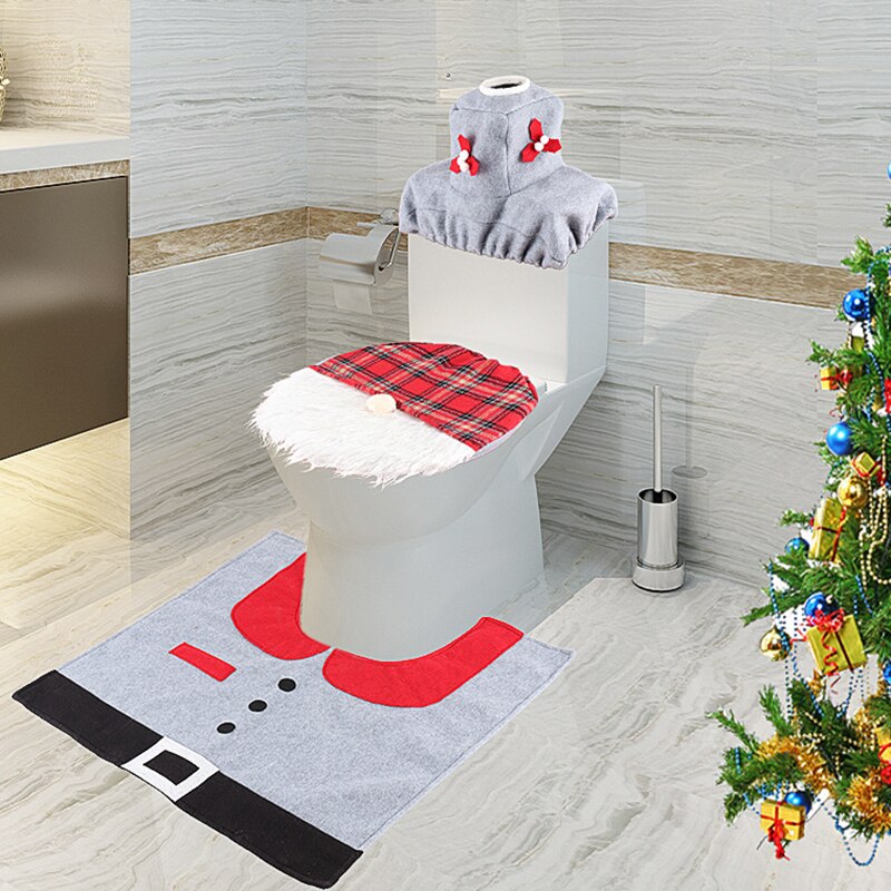 Kerst Closestool Cover Kerstman Toiletbril En Tissue Cover Set Kerst Decoraties Voor Badkamer Mat Bad Producten