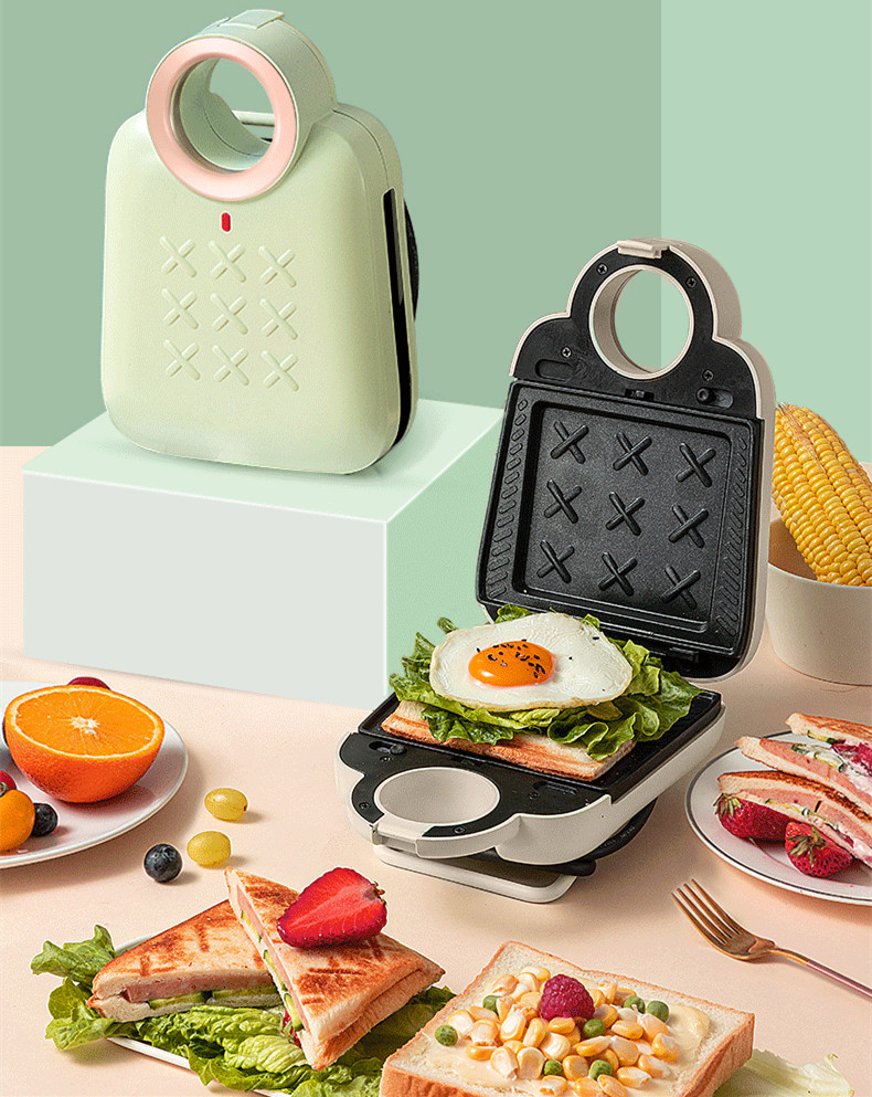Máquina eléctrica para hacer el desayuno para sándwich, dispositivo antiadherente portátil para hornear Pan tostado, con enchufe de la UE/REINO UNIDO/AU/EE. UU., 220V